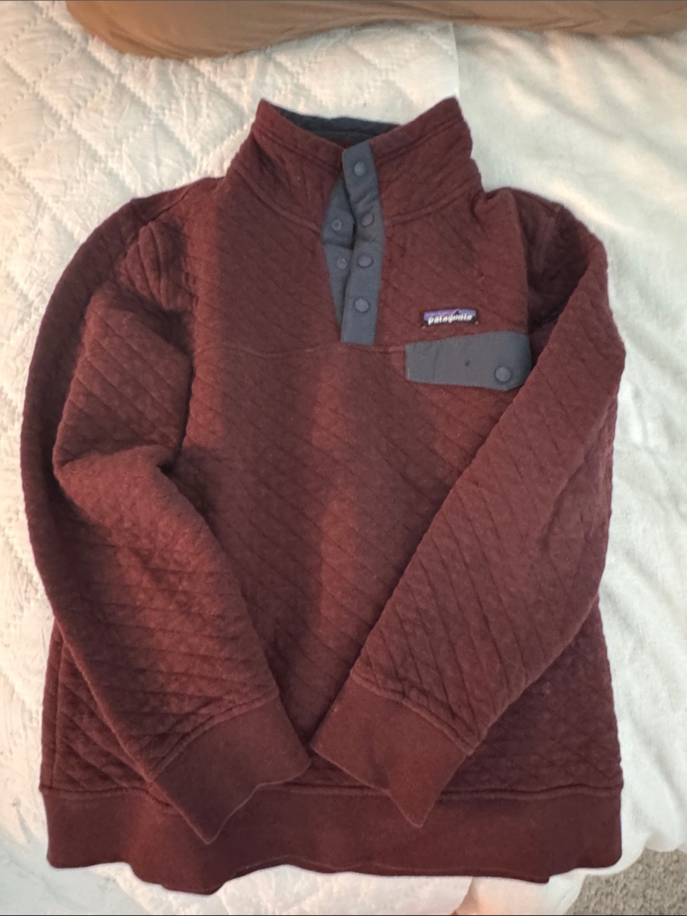 Patagonia Women’s Quilted Snap-Front Pullover Sweater - Burgundy